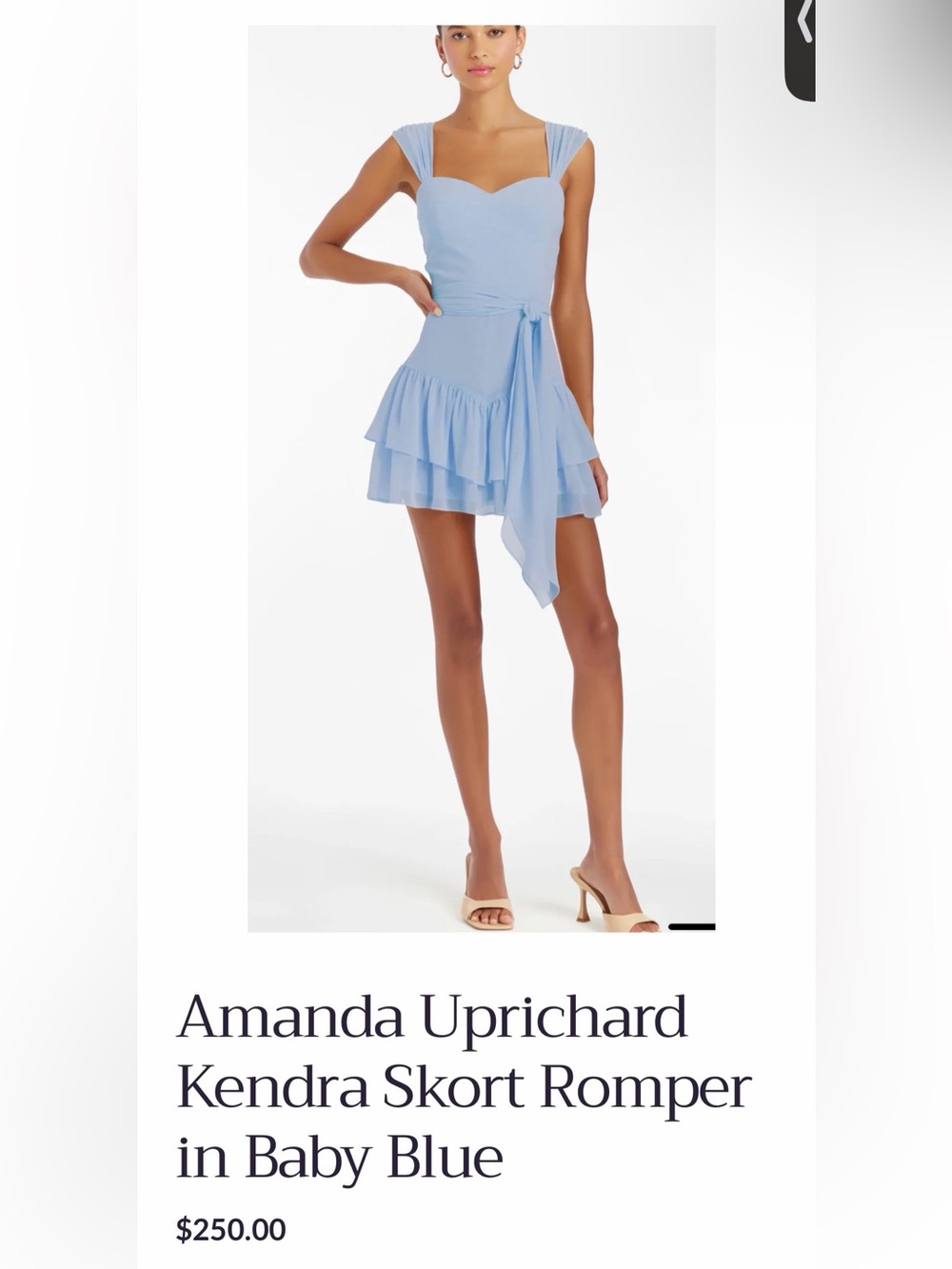 Amanda Uprichard Light Blue Ruffle Skort with Tie Waist